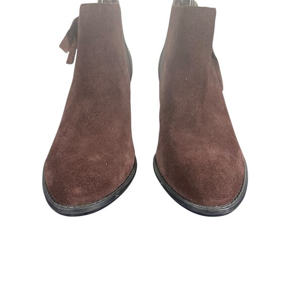 Vionic Anne Brown Suede Leather Ankle Boots Sz 7.5 Comfort Zip Block Heel Bootie - Picture 2 of 8